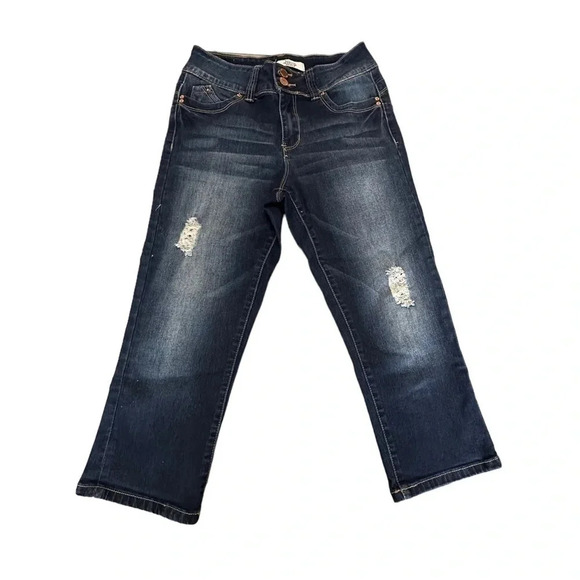 Wanna Better Butt by YMI 7/28 blue distressed ripped capris jeans‎ - Picture 1 of 7